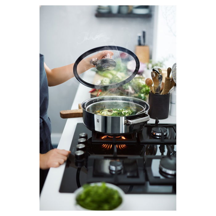 WMF Vitalis Vaporera de Cocina 28 cm con Tapa de Cristal