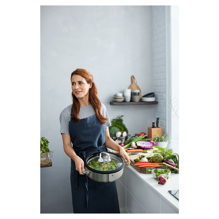 WMF Vitalis Vaporera de Cocina 28 cm con Tapa de Cristal