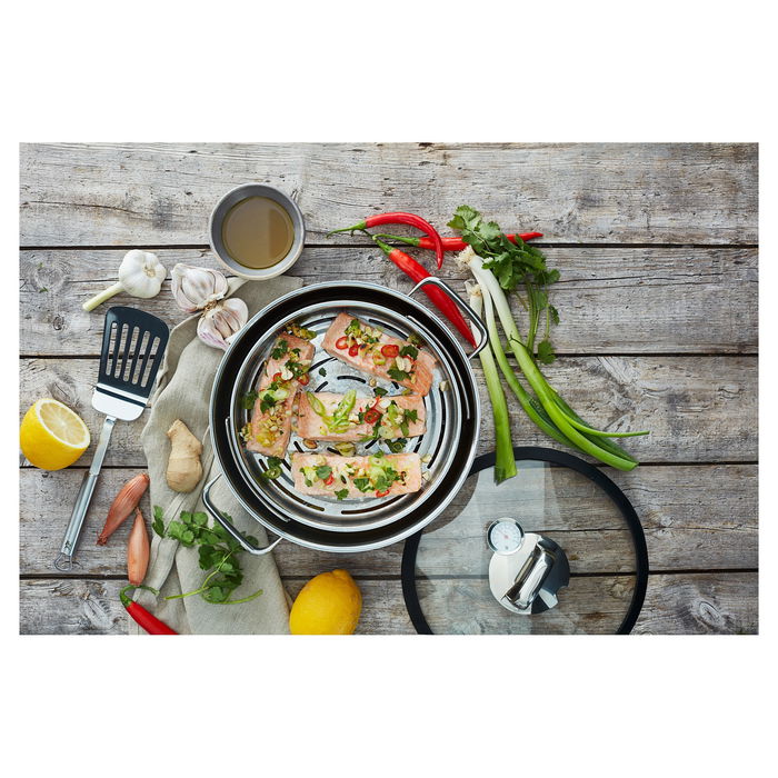 WMF Vitalis Vaporera de Cocina 28 cm con Tapa de Cristal