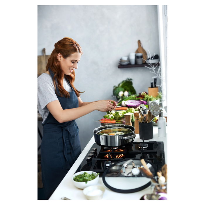 WMF Vitalis Vaporera de Cocina 28 cm con Tapa de Cristal