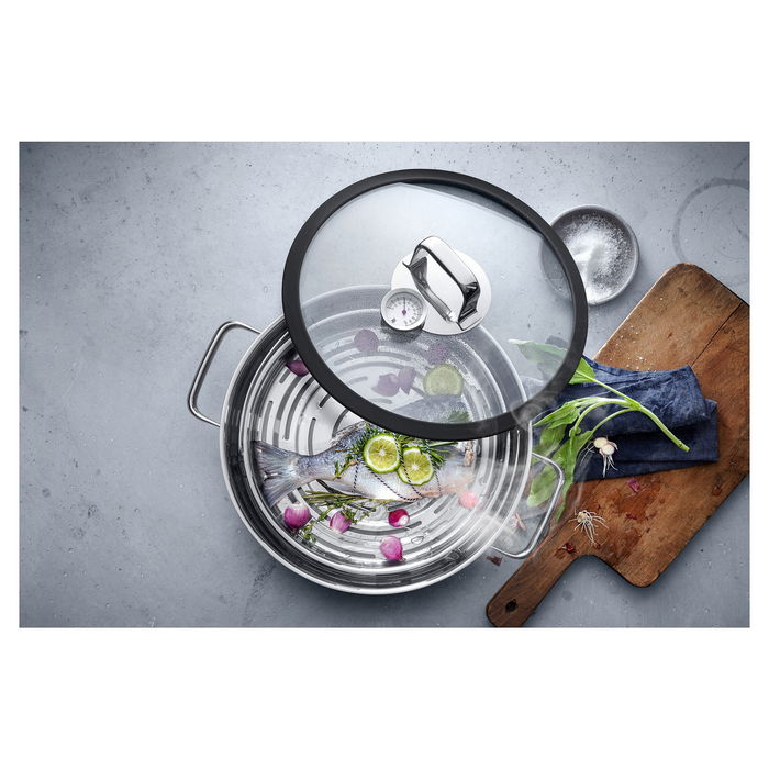 WMF Vitalis Vaporera de Cocina 28 cm con Tapa de Cristal