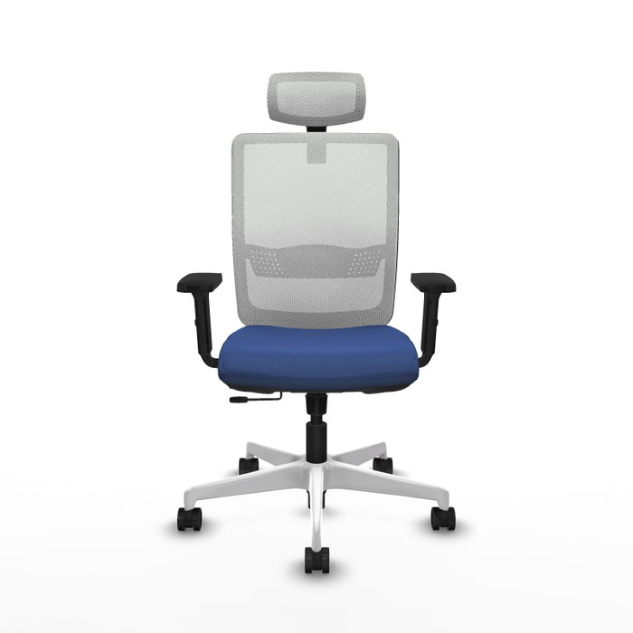 PIQUERAS Y CRESPO Silla de oficina Haches con mecanismo Sincro/Traslack Azul marino y Blanco