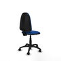Silla de oficina Aýna con mecanismo Contacto permanente básico tapizada con Similpiel color Azul. Equipada con Base poliamida negra, Sin brazos y Ruedas de nailon 50 mm