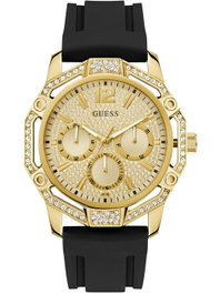 GUESS GW0954G2 Reloj de Hombre con Caja Dorada y Correa Negra