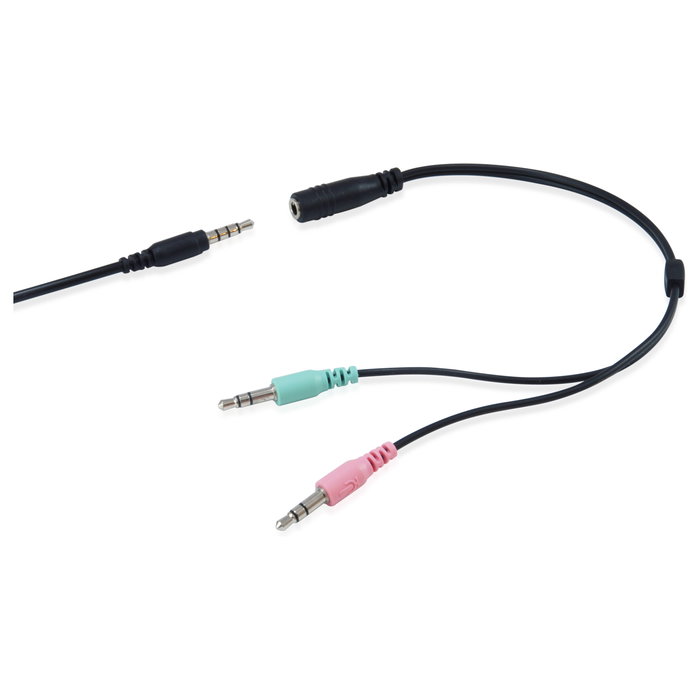 Equip Auriculares Estéreo con Micrófono Flexible y Adaptador Negro Equip Auriculares Estéreo con Micrófono Flexible y Adaptador Negro