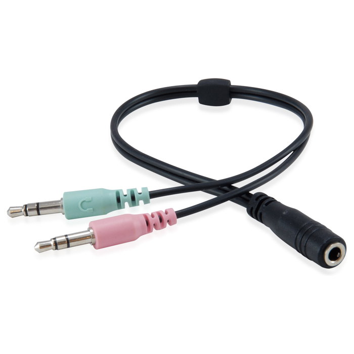 Equip Auriculares Estéreo con Micrófono Flexible y Adaptador Negro Equip Auriculares Estéreo con Micrófono Flexible y Adaptador Negro