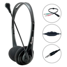 Equip Auriculares Estéreo Jack 3.5 mm Ultraligeros Con Micrófono Flexible Ajustable Negro