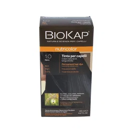 BIOKAP Tinte para el Cabello Black Dye 140Ml - Negro Puro (Negro 1.0) con Ingredientes Vegetales, Cubre Canas