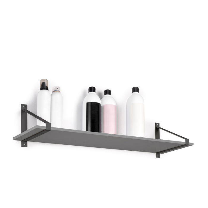 Emuca Juego de soportes para estante de madera Shelf con forma triangular, Acero, Pintado negro