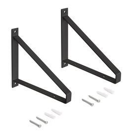 Emuca Juego de soportes para estante de madera Shelf con forma triangular, Acero, Pintado negro