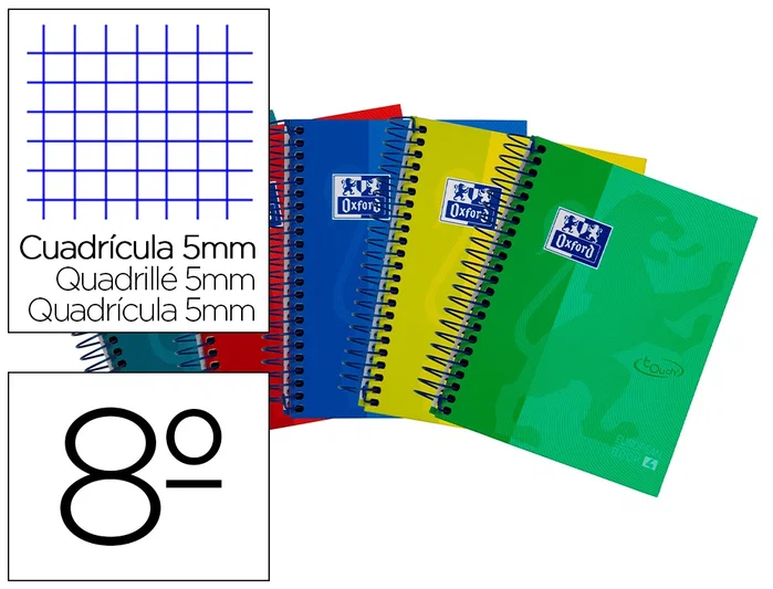 Oxford Europeanbook 4 Touch Cuaderno Espiral 120 Hojas 8º Surtido (Set de 5)
