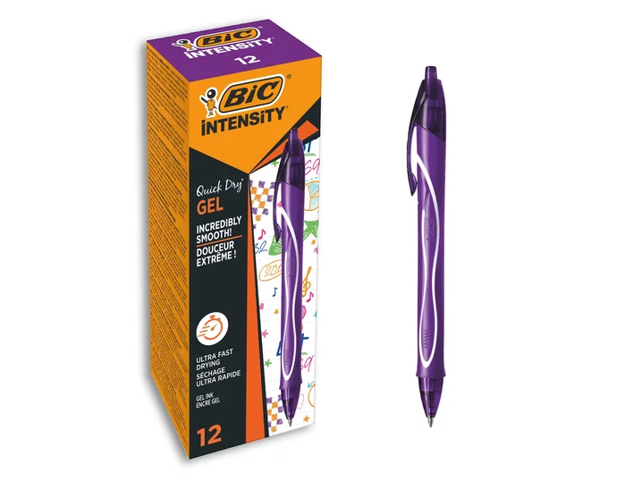 Bic Gelocity Quick Dry Bolígrafo Retráctil Tinta Gel Púrpura 0,7 mm