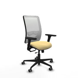 PIQUERAS Y CRESPO Silla de oficina Zulema con mecanismo Sincro/Traslack, Crema y Blanco