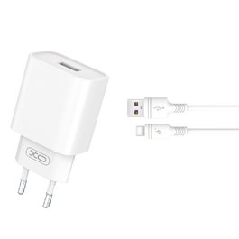 XO Cargador Móvil CE02D QC 3.0 18W con Cable USB-C Blanco