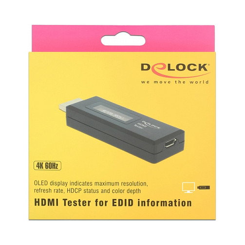 DeLOCK 63327 Probador HDMI con pantalla OLED y conectores HDMI-A y USB Micro-B