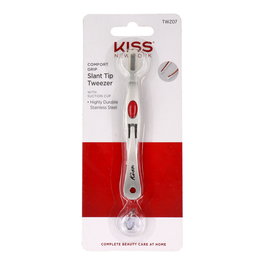 Red Kiss Pinzas de Punta Biselada Ergonómicas New York Slant Tip Tweezer With Suction
