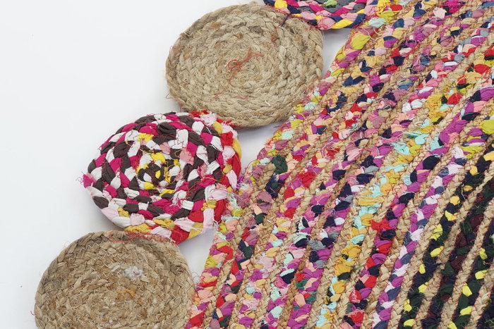DKD Home Decor Alfombra Algodón y Yute Pokara Multicolor 200x200x1 cm DKD Home Decor Alfombra Algodón y Yute Pokara Multicolor 200x200x1 cm