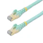 StartTech 6ASPAT2MAQ - Cable de Red Ethernet Cat6a U/FTP STP 10Gb 500MHz, 2m, Aguamarina/Turquesa, RJ45 Macho Macho, Blindado, PoE, Conectores Snagless Chapados en Oro