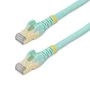 StartTech 6ASPAT2MAQ - Cable de Red Ethernet Cat6a U/FTP STP 10Gb 500MHz, 2m, Aguamarina/Turquesa, RJ45 Macho Macho, Blindado, PoE, Conectores Snagless Chapados en Oro