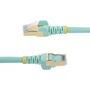 StartTech 6ASPAT2MAQ - Cable de Red Ethernet Cat6a U/FTP STP 10Gb 500MHz, 2m, Aguamarina/Turquesa, RJ45 Macho Macho, Blindado, PoE, Conectores Snagless Chapados en Oro