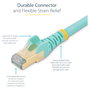 StarTech.com Cable de red Cat6a de 2m, Turquesa, RJ45 Snagless, STP, 10GbE