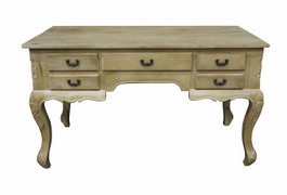 DKD Home Decor Escritorio Toscana Natural Blanco 133 x 68 x 75 cm con 5 Cajones
