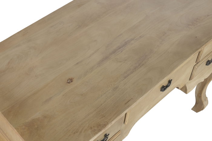 DKD Home Decor Escritorio Toscana Natural Blanco 133 x 68 x 75 cm con 5 Cajones