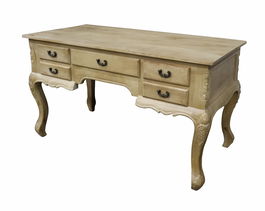 DKD Home Decor Escritorio Toscana Natural Blanco 133 x 68 x 75 cm con 5 Cajones