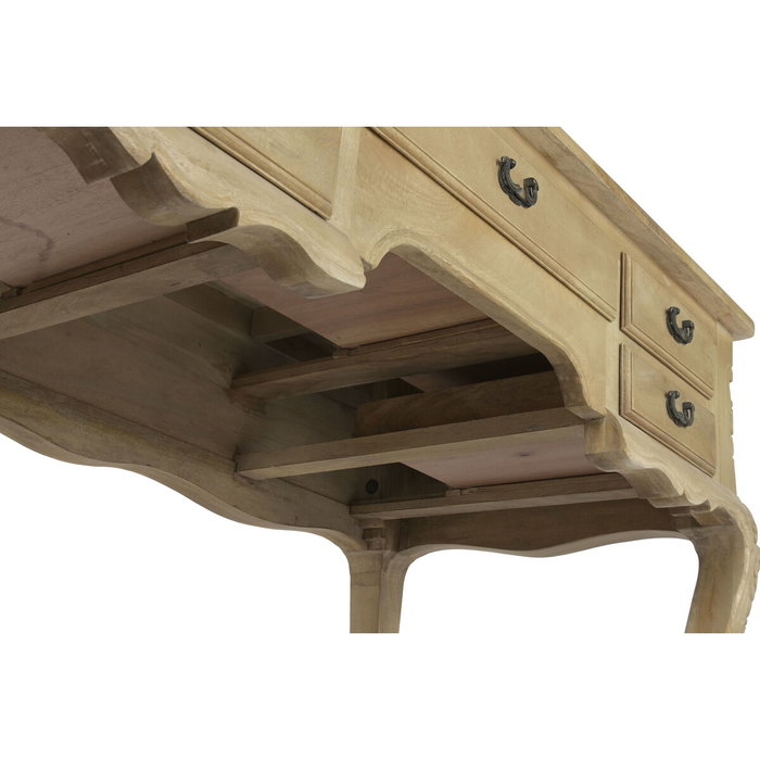 DKD Home Decor Escritorio Toscana Natural Blanco 133 x 68 x 75 cm con 5 Cajones