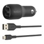 Belkin Cargador para Coche BoostCharge Doble USB-A 24W Negro