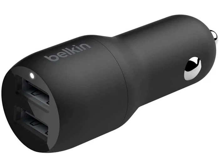 Belkin CCB001BTBK Cargador Doble USB-A para Coche, 24W (12W x2), Carga Rápida, Color Negro