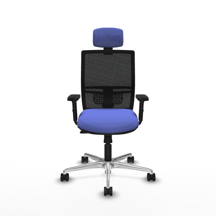 PIQUERAS Y CRESPO Silla de oficina Yunquera con mecanismo Sincro/Traslack, Azul claro y Negro