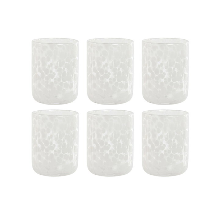 DKD Home Decor Set de 6 Vasos Vintage de Cristal Blanco 320ml