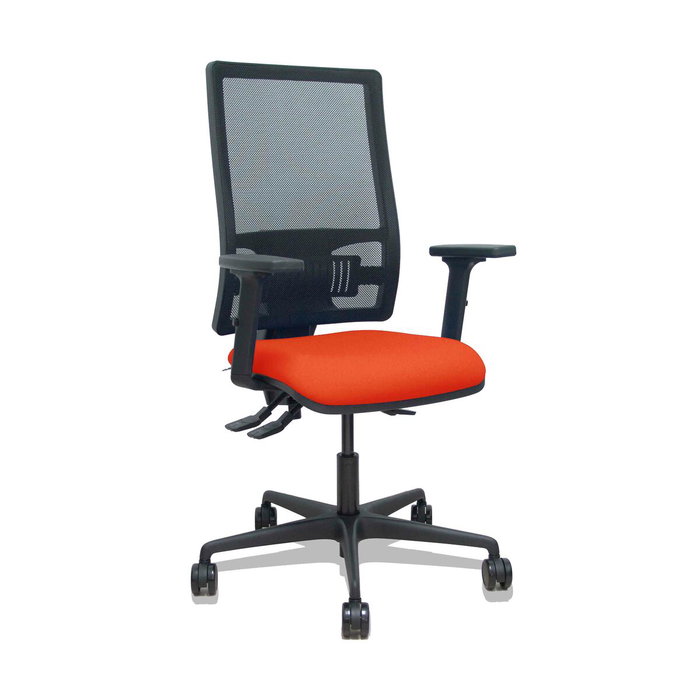 PIQUERAS Y CRESPO Silla Bormate con Mecanismo Asincro, Asiento Naranja Oscuro y Malla Negra PIQUERAS Y CRESPO Silla Bormate con Mecanismo Asincro, Asiento Naranja Oscuro y Malla Negra