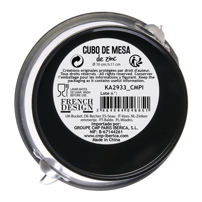 Totally Addict Cubo Zinc De Mesa "Frite" Bistrot Indus 12x10,5 cm