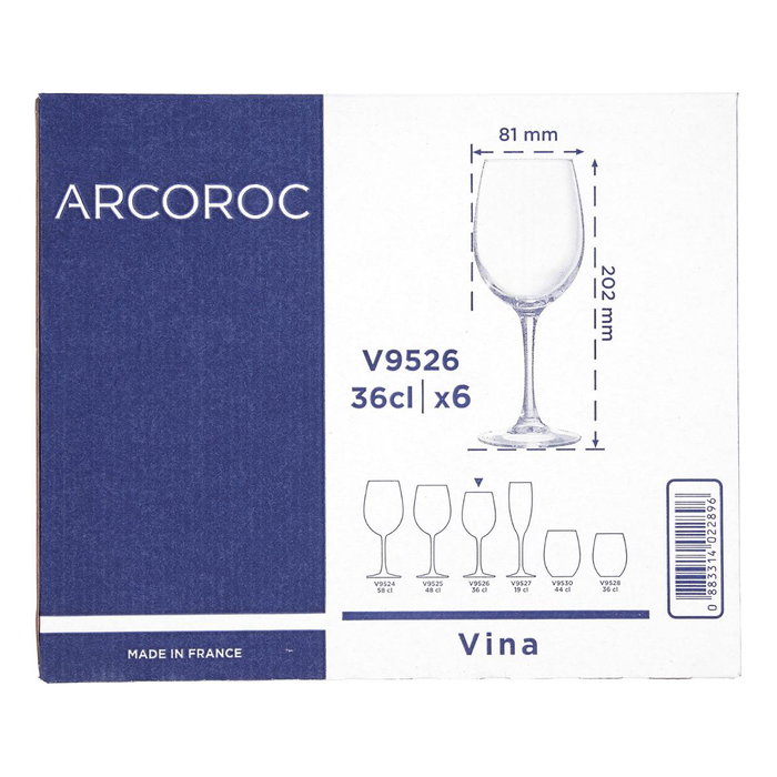 Caja 6 Copas Vino Vidrio Eco Vina Arcoroc 36 cL