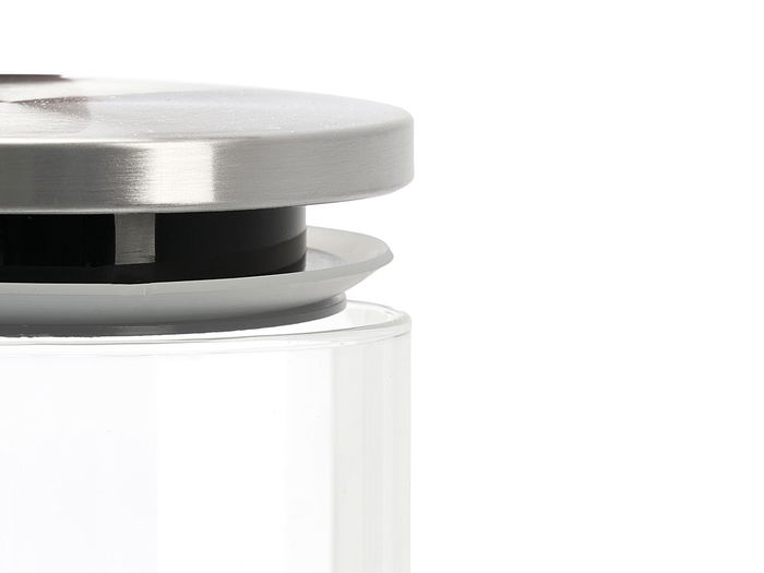 Vivalto Tarro Redondo Borosilicato 1.1L Tapa Acero Transparente/Plata 10.2 x 16.2 x 10.2 cm (Set de 12)