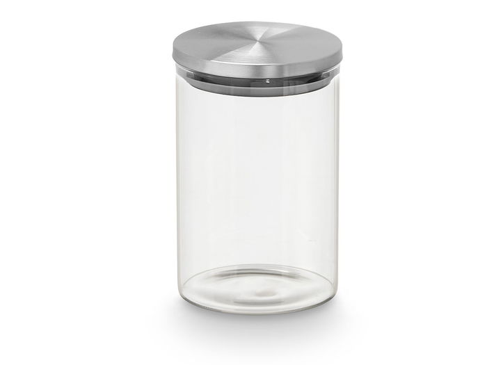 Vivalto Tarro Redondo Borosilicato 1.1L Tapa Acero Transparente/Plata 10.2 x 16.2 x 10.2 cm (Set de 12)