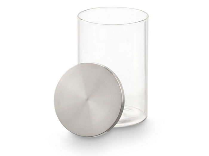 Vivalto Tarro Redondo Borosilicato 1.1L Tapa Acero Transparente/Plata 10.2 x 16.2 x 10.2 cm (Set de 12)