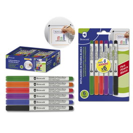 Bismark 328355 Rotuladores Pizarra Blanca Blister 6 Colores Multicolor Punta Flexible