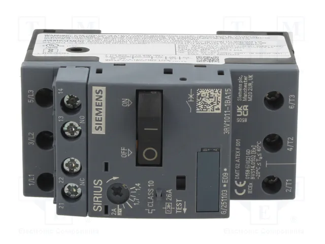 SIEMENS 3RV1011-1BA15 Interruptor motorizado 0,75kW 26A