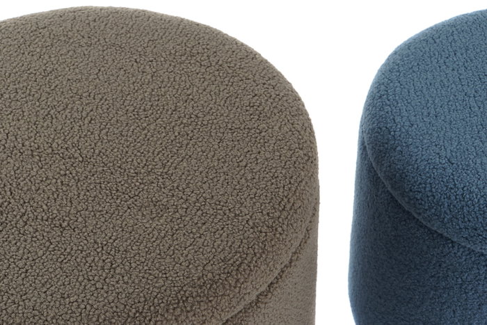 DKD Home Decor Set de 2 Reposapiés de Poliéster y Madera Gris y Azul