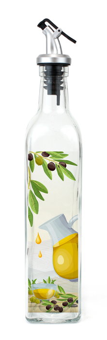 Inde Aceitera de Vidrio 750 ml con Tapón ABS, La Mediterránea - 6.4 x 6.3 x 34 cm (24 Unidades)