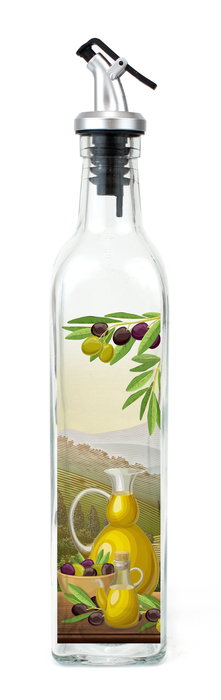 Inde Aceitera de Vidrio 750 ml con Tapón ABS, La Mediterránea - 6.4 x 6.3 x 34 cm (24 Unidades)