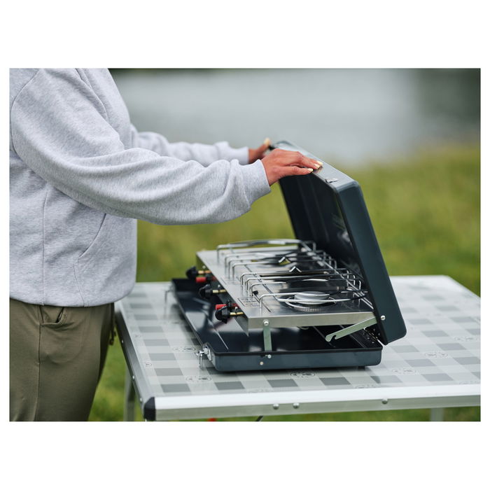 CAMPINGAZ Camping Kitchen 2 Grill & Go CV - Parrilla y cocina de camping rectangular de metal, 490x350x100 mm, 5.5 kg