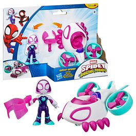 Hasbro Marvel - Figura de Spider Fantasma Y Helicóptero Spidey de Acción G2459 - Juguete Superhéroes con Vehículo - 7.6 cm - Edad +3 Años
