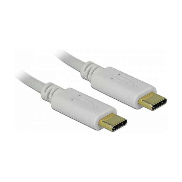 DeLOCK Cable de Carga USB Tipo C 15 cm PD 100 W con E-Marker, USB-C a USB-C, 22 AWG, Conectores Dorados, Blanco