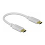 DeLOCK Cable de Carga USB Tipo C 15 cm PD 100 W con E-Marker, USB-C a USB-C, 22 AWG, Conectores Dorados, Blanco