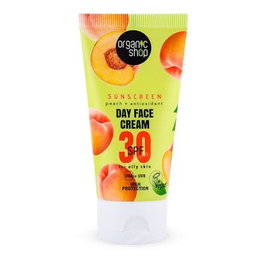 ORGANIC SHOP Crema Facial de Día con Protección Solar Melocotón + Antioxidantes SPF30, 50 Ml