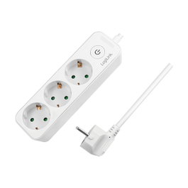 LogiLink Regleta con 3 Tomas de Corriente de Seguridad, Blanco